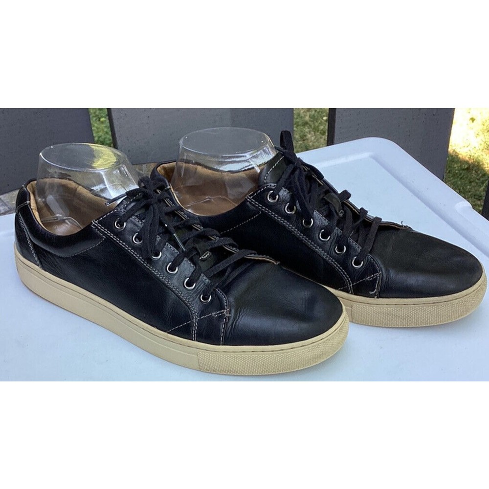 Johnston & Murphy Mens Black Leather Casual Sneakers Shoes Sz 8 M